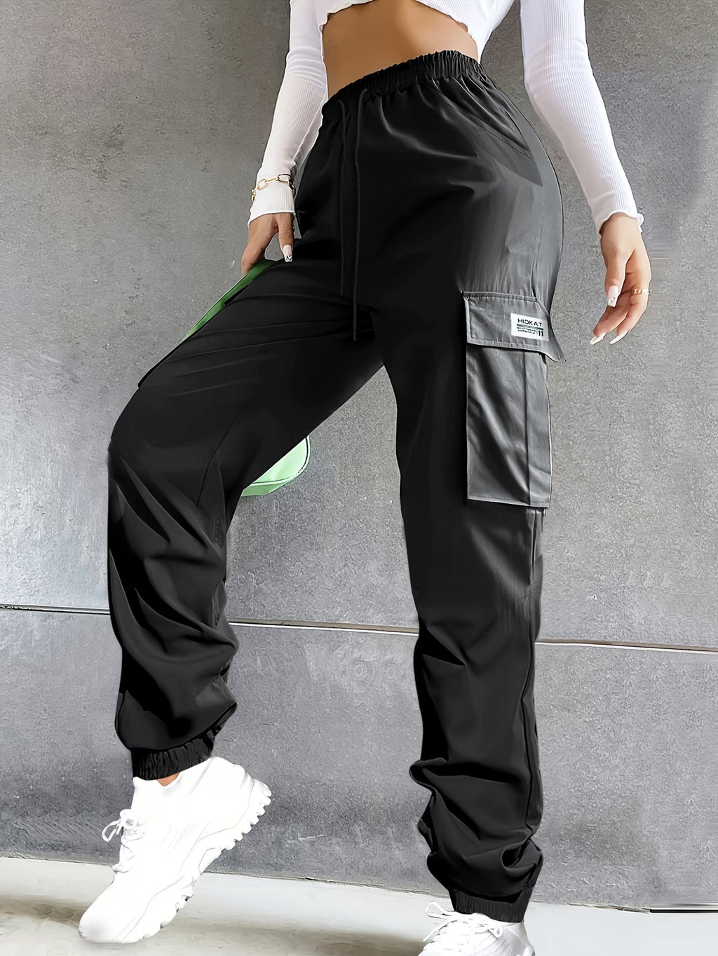 Women's Solid Color Casual Cargo Pants
