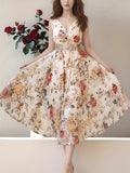 New Fashion Elegant Print Sleeveless V-Neck Wrap Dress